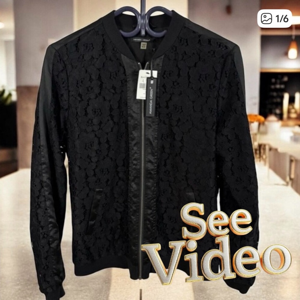 👛 (ANY 2/$30) NWT NORTHERN REFLECTIONS Amanda Green Jacket, lace cutouts